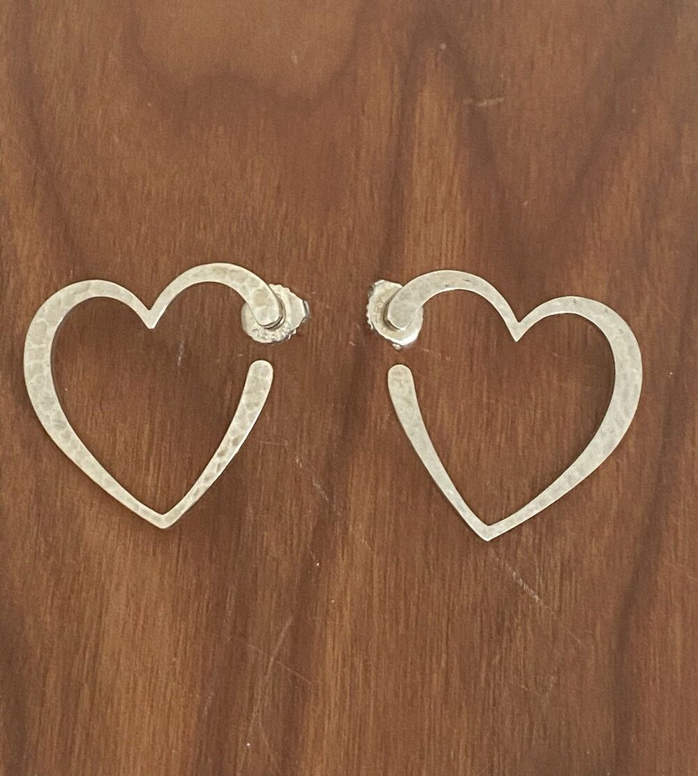 James Avery Retired Hammered Open Heart Earrings